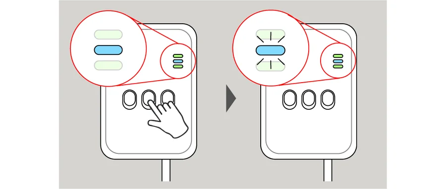 Tryk på Register/Reset - Status-dioden begynder at blinke